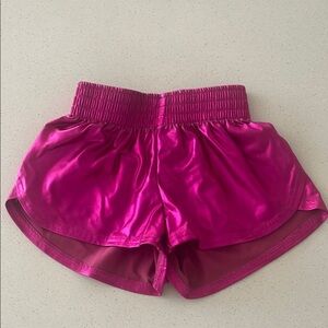 Metallic Pink Elastic Waist Shorts